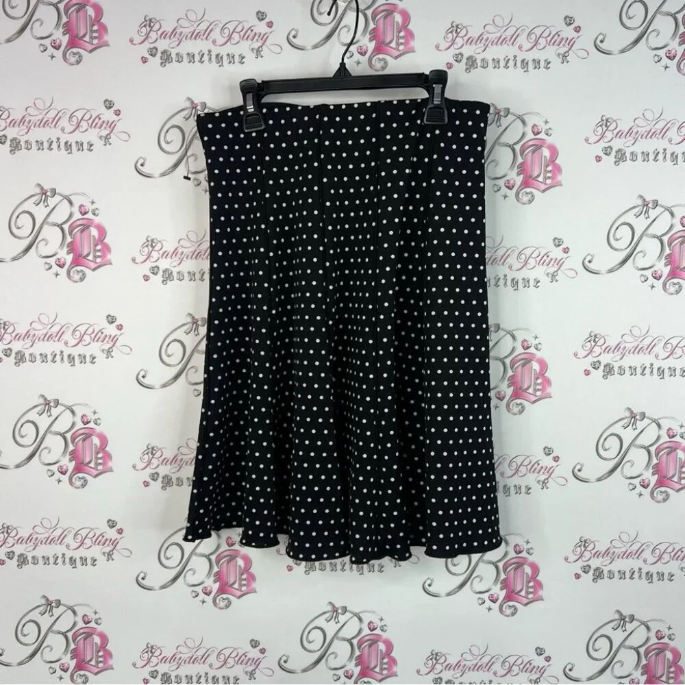 Ricki's skirt dotted flowy Black and White Polka Dot A-Line Skirt